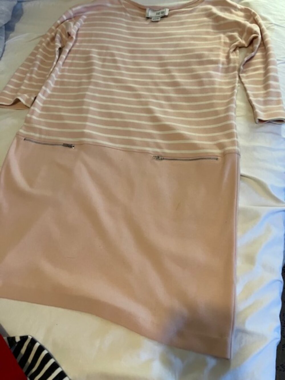 Joan Vass Pink/white stripe shift dress